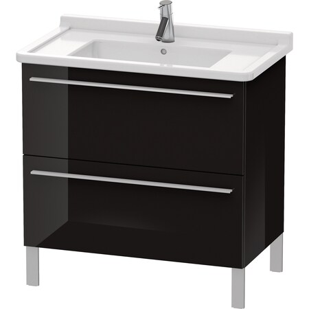 X-Large Vanity Unit Black High Glo 668X800X470mm 2 Drawers For 03048